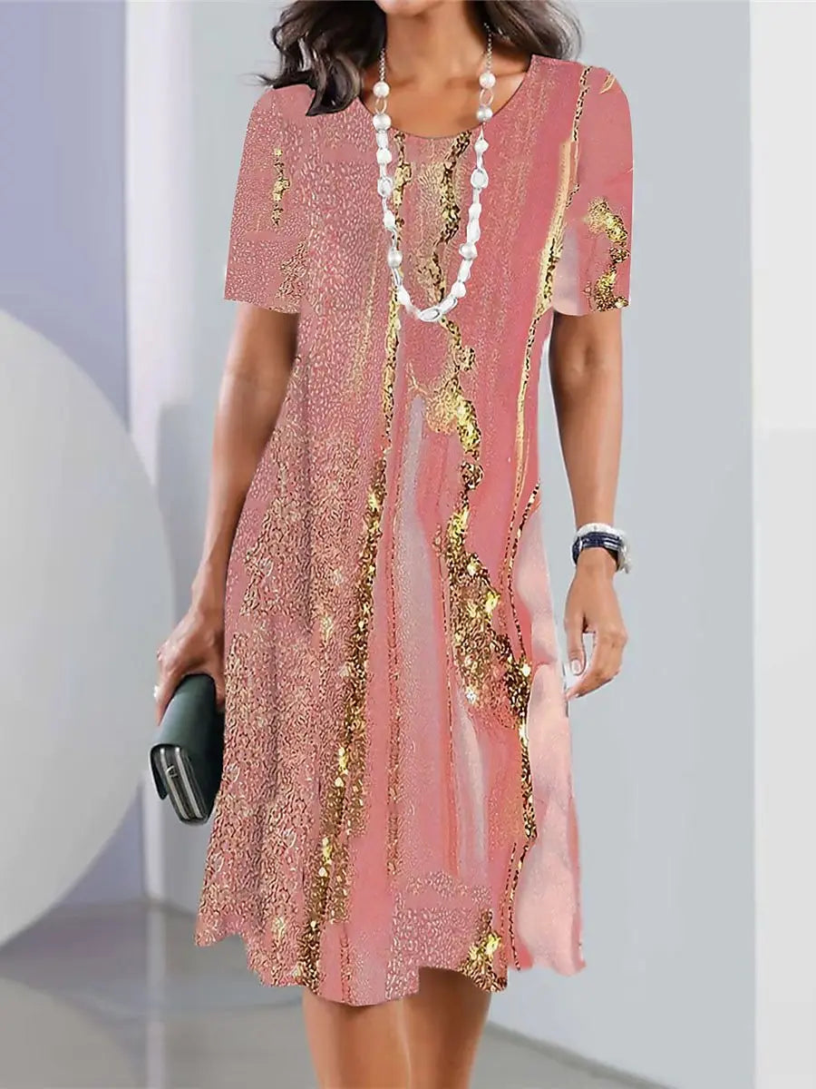 Damen-Midi-Kleid mit Grafischem Druck für den Sommer