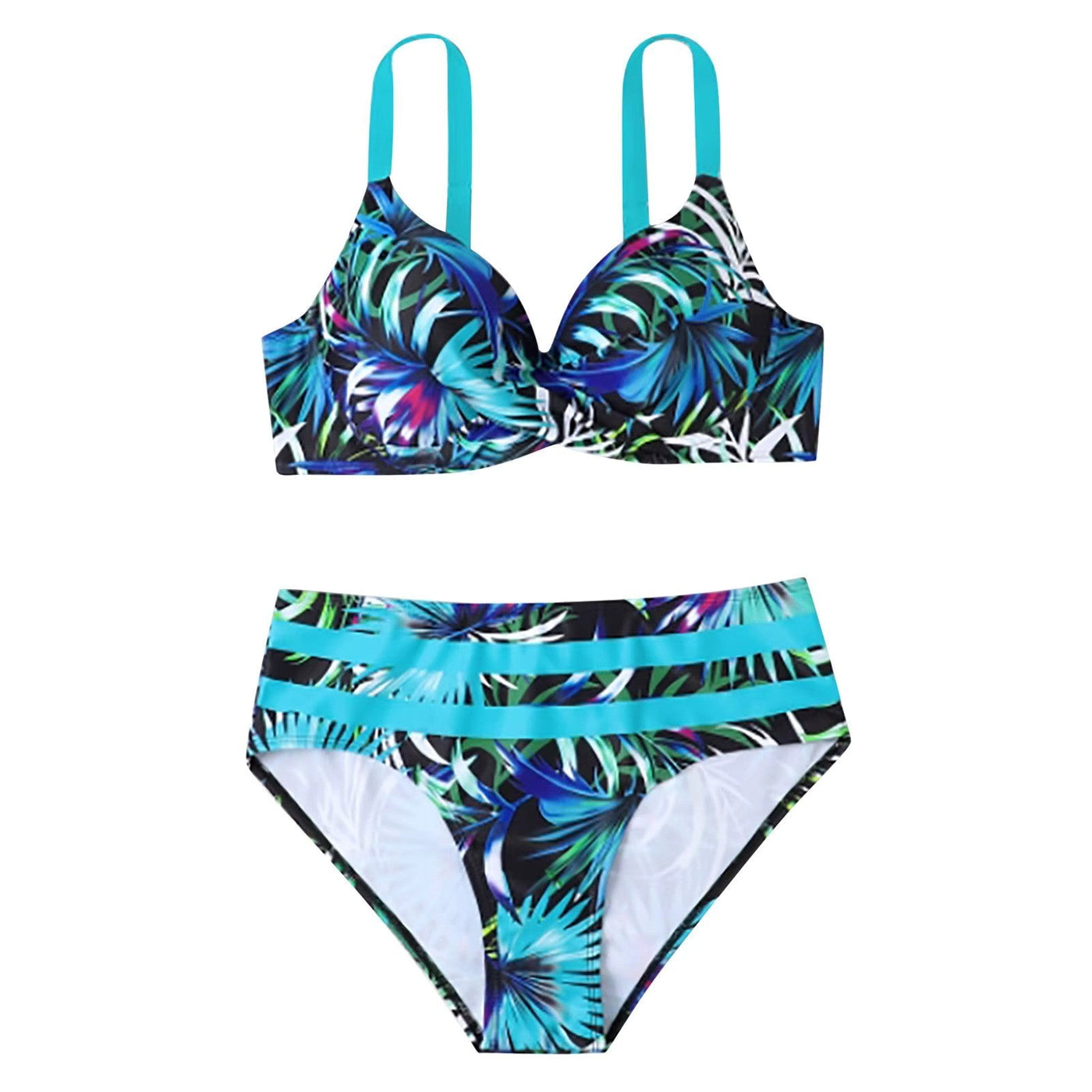 Damen Bikini Set zweiteilig mit High Waist und Grafikmuster