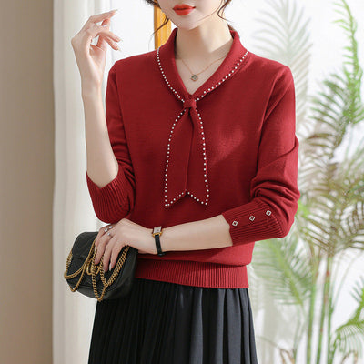 Pullover mit Schleifenakzent für Damen