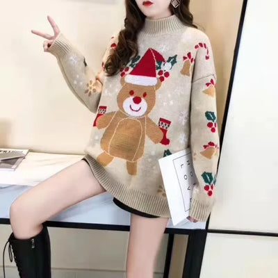 Festlicher Bären-Pullover für Damen