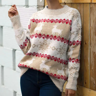 Pullover mit Rentier-Muster für Damen