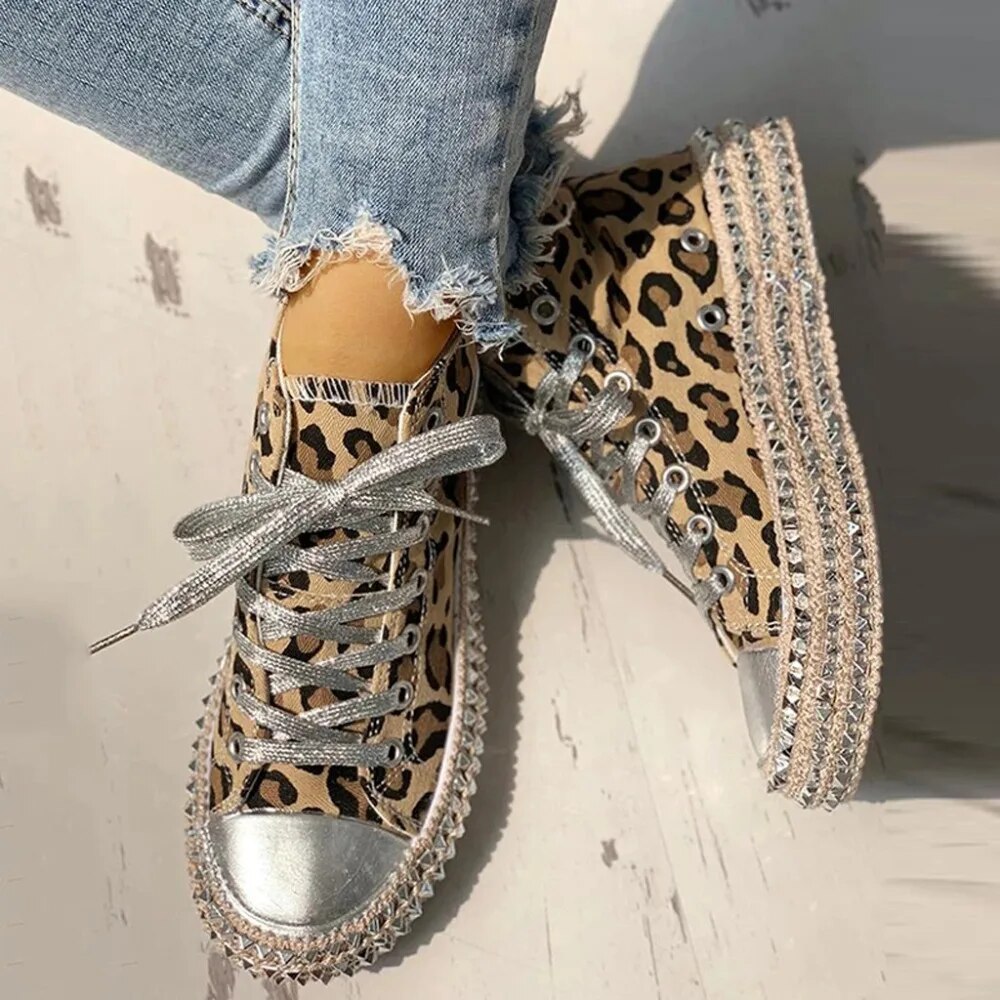 Damen Sneaker für den Sommer mit Leopardenmuster