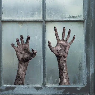 Gruselige Zombiehand-Wandaufkleber für Halloween – Fensterdekoration aus mattem PVC