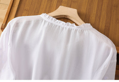 Kissina – Bestickte Bluse Aus Baumwollleinen