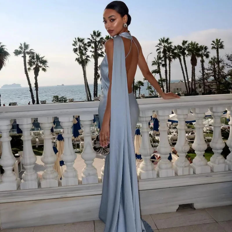 Lucila - Hals Halfter Maxikleid