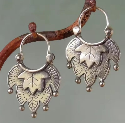 Vintage Schnitzblatt Silber Ohrringe