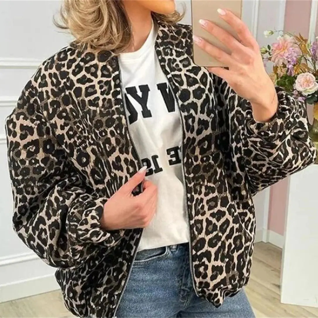 Damen Bomberjacke mit Leopardenmuster