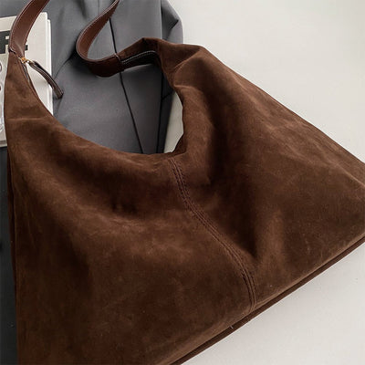 Damenhandtasche aus veganem Wildleder mit Reißverschluss