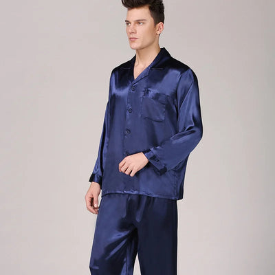 Seidenpyjama - Langarm - geknöpft - Satin-Pyjama-Set - Seidenpyjamas für Männer