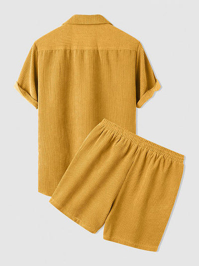 Set aus Hemd und Shorts | Cord | Kurzarm | Zweiteiler | Herren-Set aus Cord