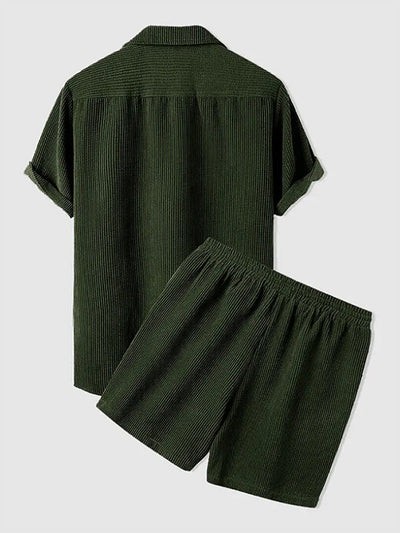 Set aus Hemd und Shorts | Cord | Kurzarm | Zweiteiler | Herren-Set aus Cord