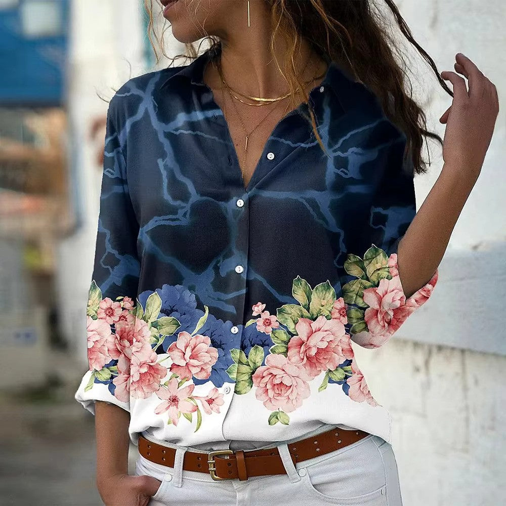 Damen Bluse mit langen Ärmeln im floralen Muster