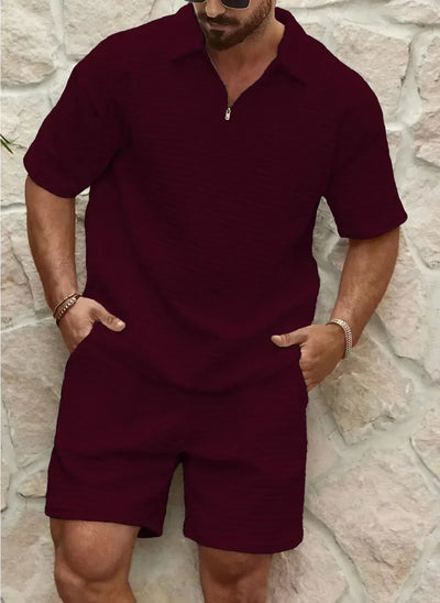Shorts und Shirt Set - Herren Kurzarm-Polo Zweiteiliges Set für den Sommer