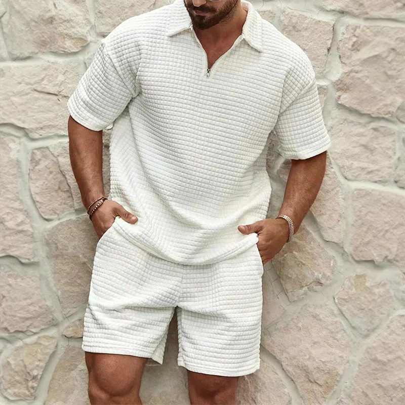 Shorts und Shirt Set - Herren Kurzarm-Polo Zweiteiliges Set für den Sommer