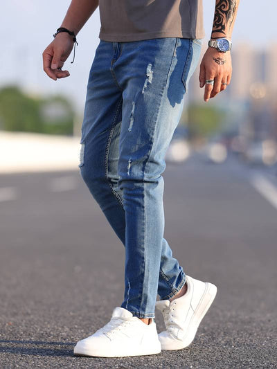 Skinny Jeans – Blau – Schmaler Schnitt – Zerrissene Jeans – Herrenjeans
