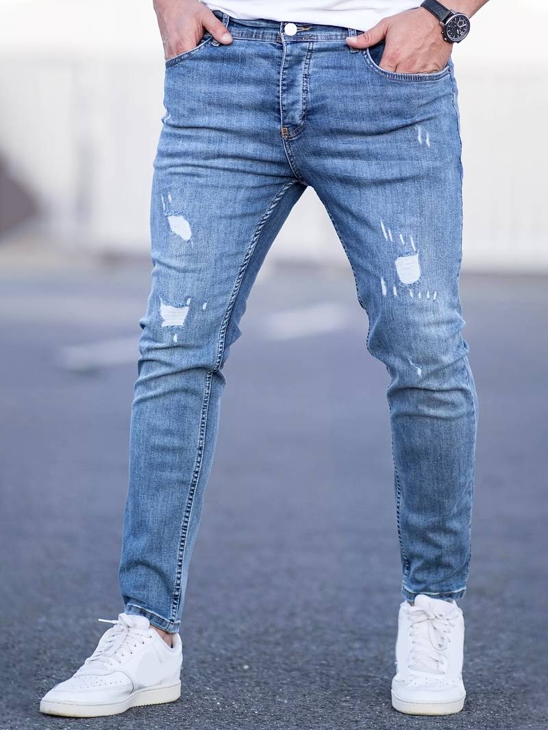 Skinny Jeans – Blau – Schmaler Schnitt – Zerrissene Jeans – Herrenjeans