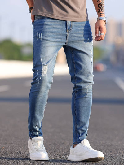 Skinny Jeans – Blau – Schmaler Schnitt – Zerrissene Jeans – Herrenjeans
