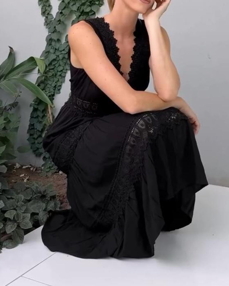 Mayfair™ | Ärmelloses Spitzenkleid mit V-Ausschnitt