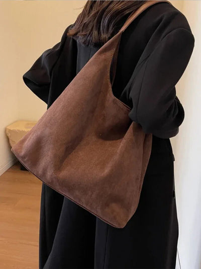 Elegante vegane Wildleder-Tasche – Geräumige Schulterhandtasche