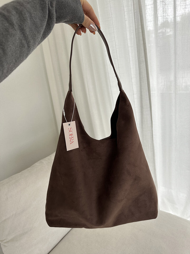 Elegante vegane Wildleder-Tasche – Geräumige Schulterhandtasche