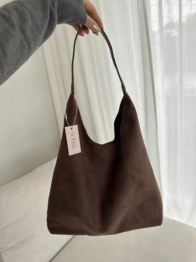 Elegante vegane Wildleder-Tasche – Geräumige Schulterhandtasche
