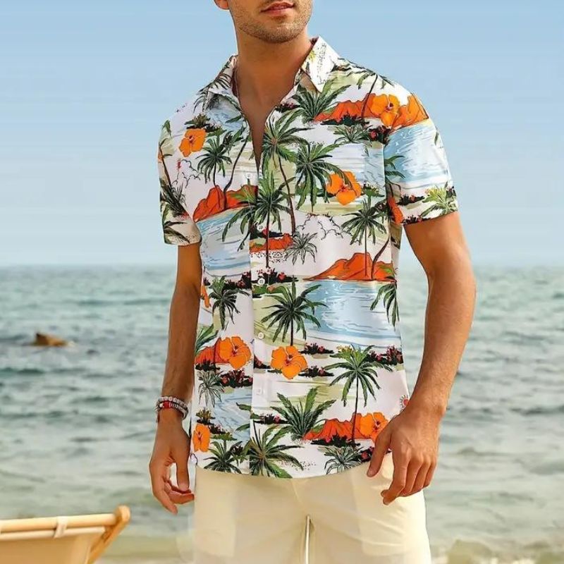 Sommerhemd - Kurzarm - Button-Up - Hawaiihemd - Herrenhemden