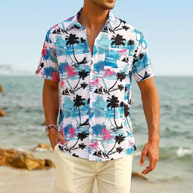 Sommerhemd - Kurzarm - Button-Up - Hawaiihemd - Herrenhemden