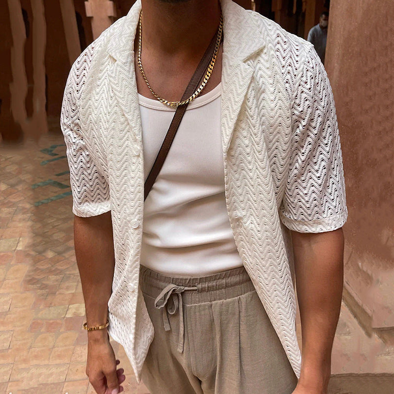 Sommerhemd – mit Knöpfen – leicht – kurzärmliges Hemd – Herrenhemden