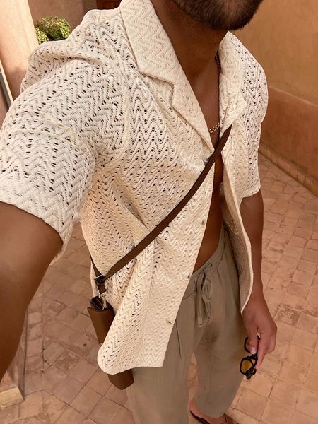 Sommerhemd – mit Knöpfen – leicht – kurzärmliges Hemd – Herrenhemden