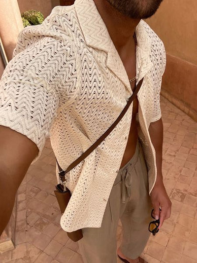 Sommerhemd – mit Knöpfen – leicht – kurzärmliges Hemd – Herrenhemden