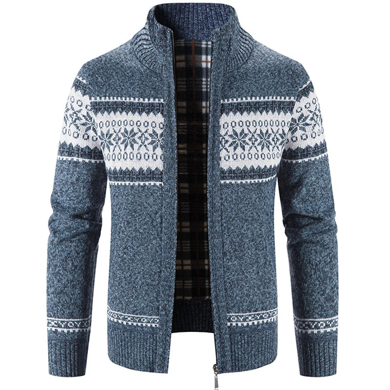 Strickjacke – warme Herren-Winterjacke mit Stehkragen und durchgehendem Reißverschluss