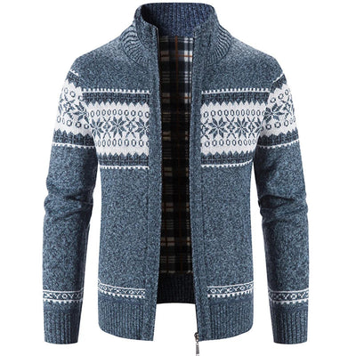Strickjacke – warme Herren-Winterjacke mit Stehkragen und durchgehendem Reißverschluss