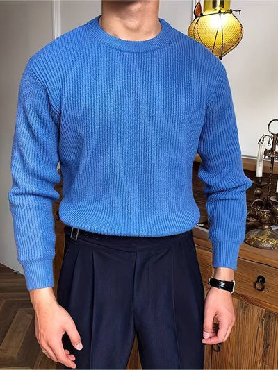 Strickpullover - Lässiger Herren Pullover mit Rundhalsausschnitt aus Rippenstrick