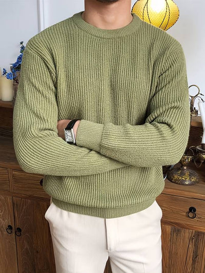 Strickpullover - Lässiger Herren Pullover mit Rundhalsausschnitt aus Rippenstrick