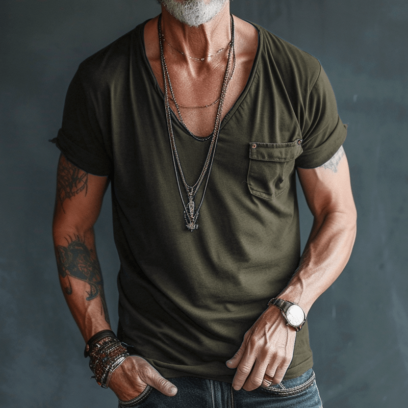 T-Shirt – Leicht – Normale Passform – T-Shirt mit V-Ausschnitt – Herrenhemden