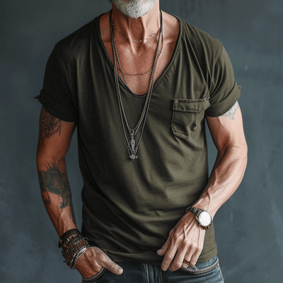 T-Shirt – Leicht – Normale Passform – T-Shirt mit V-Ausschnitt – Herrenhemden