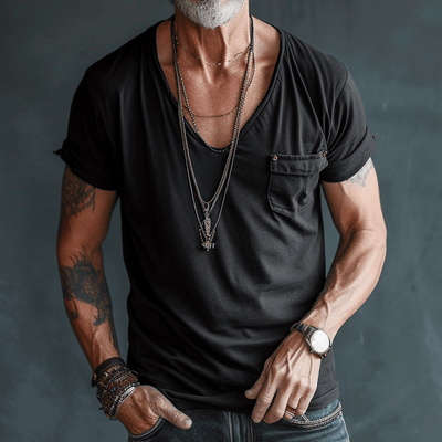 T-Shirt – Leicht – Normale Passform – T-Shirt mit V-Ausschnitt – Herrenhemden