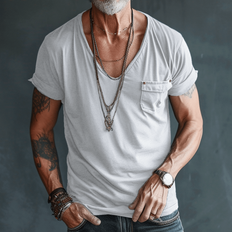T-Shirt – Leicht – Normale Passform – T-Shirt mit V-Ausschnitt – Herrenhemden