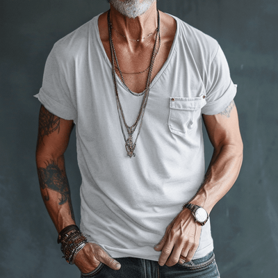 T-Shirt – Leicht – Normale Passform – T-Shirt mit V-Ausschnitt – Herrenhemden