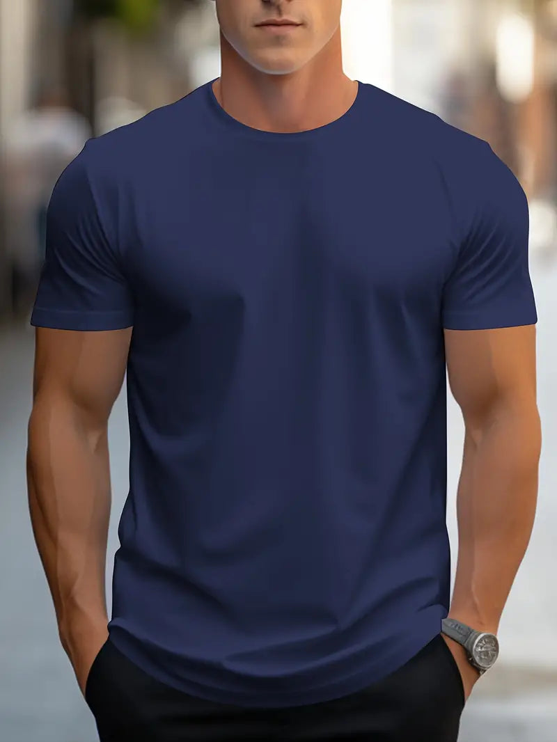 T-Shirt – schlicht – Rundhalsausschnitt – Basic-T-Shirt – Herrenbekleidung