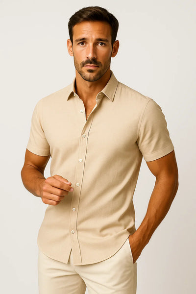 Tailored Kurzarmhemd mit Knopfleiste