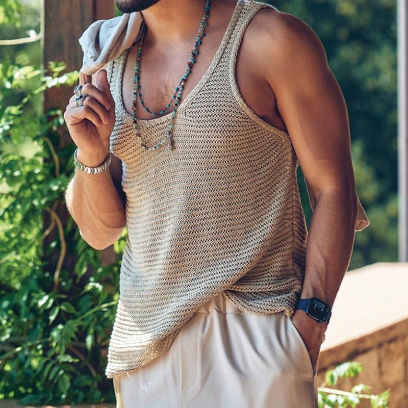 Tanktop – lässiges, locker sitzendes, ärmelloses Herren-Strick-Tanktop