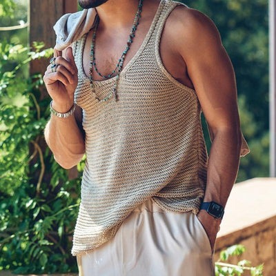 Tanktop – lässiges, locker sitzendes, ärmelloses Herren-Strick-Tanktop