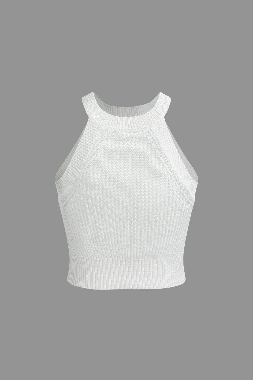 Elise | Racerback Bodycon Geripptes hochgeschlossenes Crop-Top