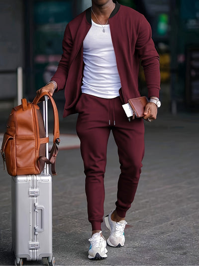 Trainingsanzug – Zweiteiliges Jogging-Set für Männer mit Reißverschluss und Kordelzug