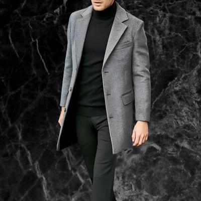 Trenchcoat – Halblanger, Einreihiger Herren-Trenchcoat aus Wolle