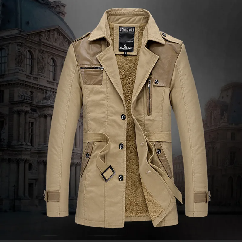 Trenchcoat – Herren-Wintertrenchcoat mit Fleecefutter und einreihiger Knopfleiste