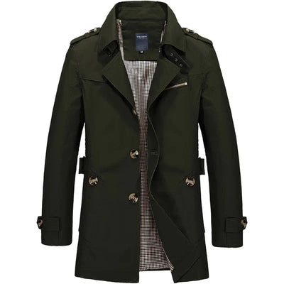 Trenchcoat – Klassischer, Mittellanger, Einreihiger Herren-Trenchcoat