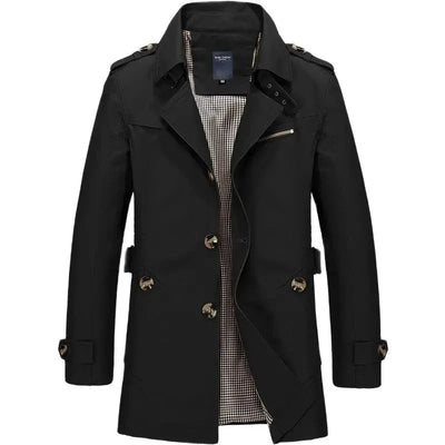 Trenchcoat – Klassischer, Mittellanger, Einreihiger Herren-Trenchcoat