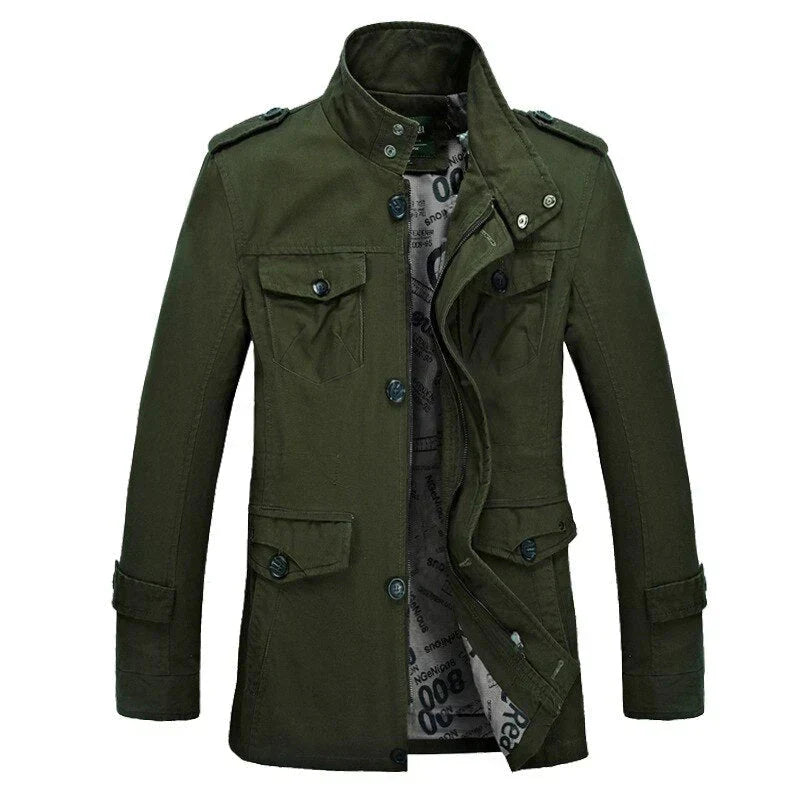 Trenchcoat für Herren - Einreihige Herbstjacke mit schmaler Passform und Reißverschluss